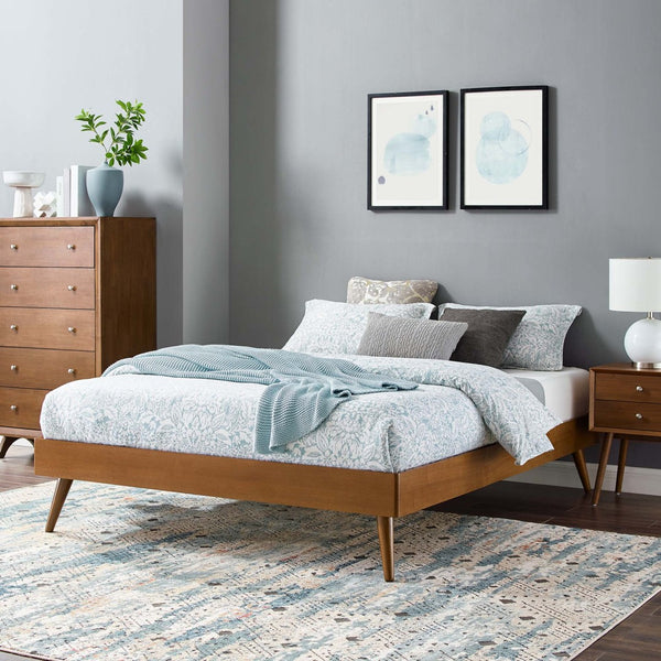 Modway Furniture Margo King Platform Bed Frame by Modway - Mid-Century Modern Design with Sturdy Support System Walnut MOD-6231-WAL