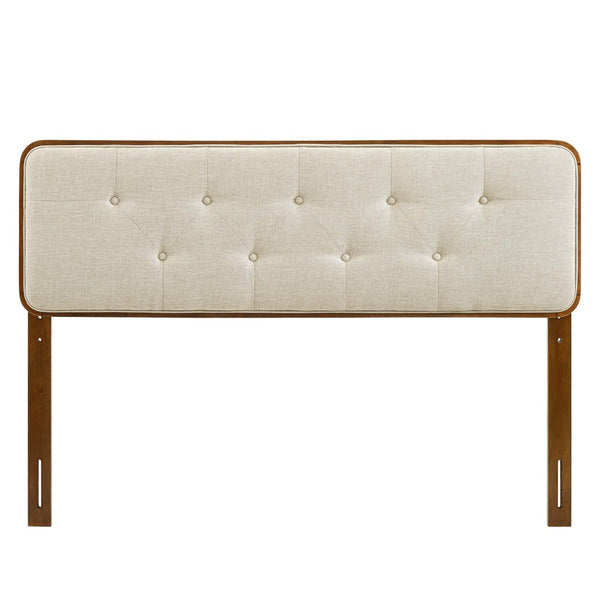 Modway Furniture Collins Tufted Twin Headboard by Modway - Stylish Mid-Century Design with Durable Wood Frame Walnut Beige MOD-6232-WAL-BEI