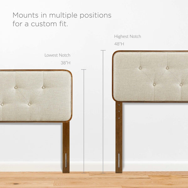 Modway Furniture Collins Tufted Twin Headboard by Modway - Stylish Mid-Century Design with Durable Wood Frame Walnut Beige MOD-6232-WAL-BEI