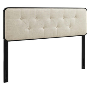 Modway Furniture Collins Tufted Fabric and Wood Full Headboard - Mid-Century Modern Charm for Stylish Bedrooms Black Beige MOD-6233-BLK-BEI