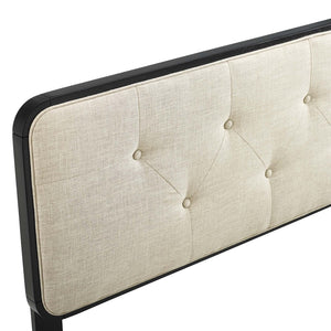 Modway Furniture Collins Tufted Fabric and Wood Full Headboard - Mid-Century Modern Charm for Stylish Bedrooms Black Beige MOD-6233-BLK-BEI