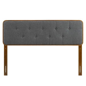 Modway Furniture Collins Tufted Fabric and Wood Full Headboard - Mid-Century Modern Charm for Stylish Bedrooms Walnut Charcoal MOD-6233-WAL-CHA
