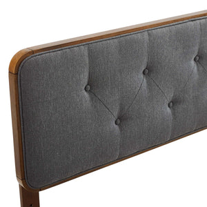 Modway Furniture Collins Tufted Fabric and Wood King Headboard - Mid-Century Modern Style for Timeless Bedroom Elegance Walnut Charcoal MOD-6235-WAL-CHA