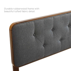 Modway Furniture Collins Tufted Fabric and Wood King Headboard - Mid-Century Modern Style for Timeless Bedroom Elegance Walnut Charcoal MOD-6235-WAL-CHA