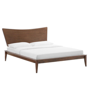 Modway Furniture Astra Wood Queen Platform Bed - Mid-Century Modern Design, Sturdy Support & Stylish Warmth MOD-6250-WAL