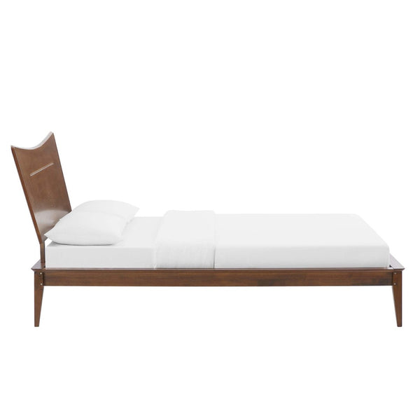 Modway Furniture Astra Wood Queen Platform Bed - Mid-Century Modern Design, Sturdy Support & Stylish Warmth MOD-6250-WAL