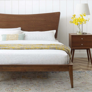 Modway Furniture Astra Wood Queen Platform Bed - Mid-Century Modern Design, Sturdy Support & Stylish Warmth MOD-6250-WAL