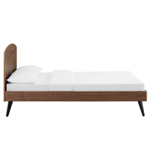 Modway Furniture Bronwen Queen Platform Bed - Mid-Century Modern Design, Solid Wood, No Box Spring Needed, Walnut Finish MOD-6254-WAL