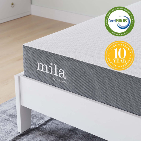 Modway Furniture Mila 8" Memory Foam Full Mattress - Compressed Design for Easy Setup, Pressure Relief & Comfort MOD-6257-WHI