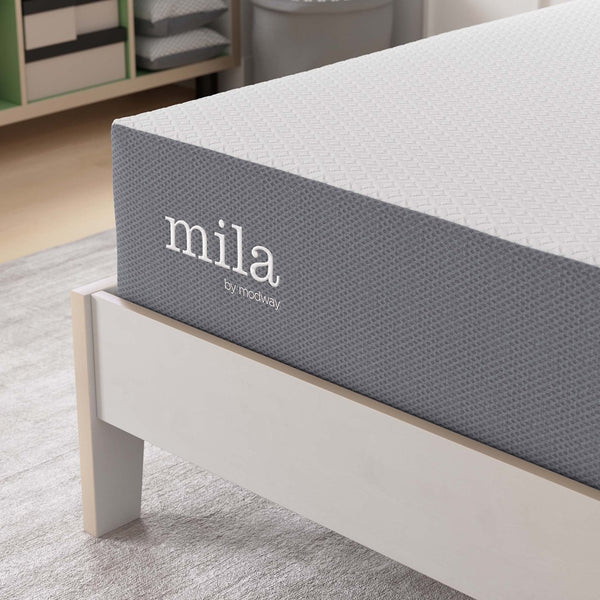 Modway Furniture Mila 10" Twin Mattress - Pressure-Relieving Memory Foam, Breathable Cover, Ideal for Kids & Dorms MOD-6260-WHI