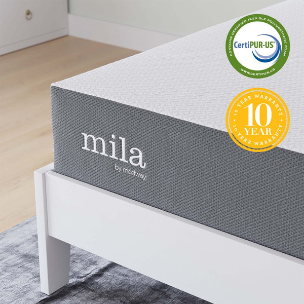 Modway Furniture Mila 10" Memory Foam Mattress - Pressure-Relieving Comfort, Breathable Design & Easy Delivery! MOD-6261-WHI