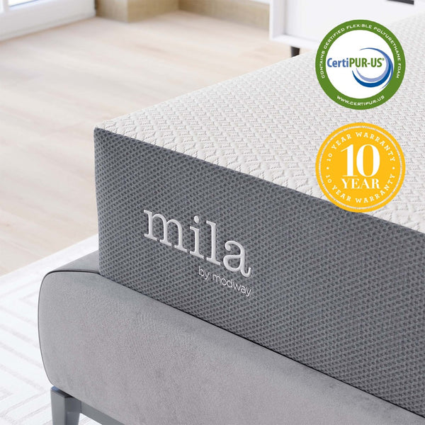 Modway Furniture Mila 10" Queen Mattress - Memory Foam Comfort for Restorative Sleep, Breathable and Supportive Design MOD-6262-WHI