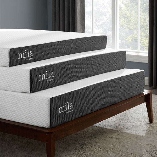 Modway Furniture Mila 10" Queen Mattress - Memory Foam Comfort for Restorative Sleep, Breathable and Supportive Design MOD-6262-WHI
