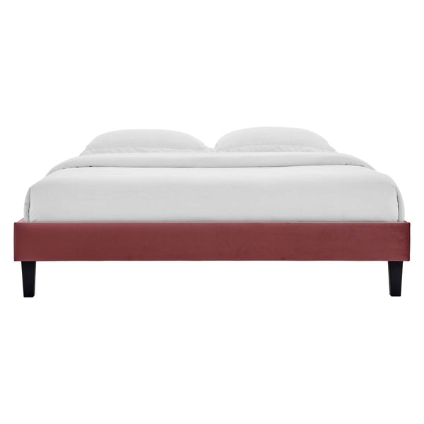 Modway Furniture Reign Performance Velvet Twin Platform Bed Frame - Stylish, Durable Design for Modern Bedrooms Dusty Rose MOD-6264-DUS