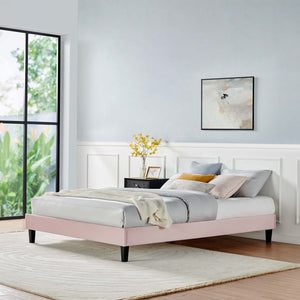 Modway Furniture Reign Performance Velvet Twin Platform Bed Frame - Stylish, Durable Design for Modern Bedrooms Pink MOD-6264-PNK