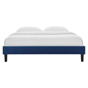 Modway Furniture Reign Performance Velvet Full Platform Bed Frame - Modern Elegance for Your Bedroom Sanctuary Navy MOD-6265-NAV