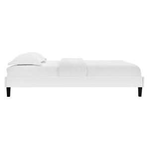 Modway Furniture Reign Performance Velvet Full Platform Bed Frame - Modern Elegance for Your Bedroom Sanctuary White MOD-6265-WHI