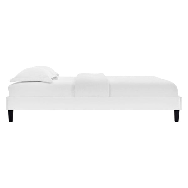 Modway Furniture Reign Performance Velvet Full Platform Bed Frame - Modern Elegance for Your Bedroom Sanctuary White MOD-6265-WHI