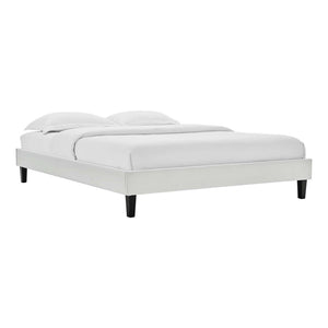 Modway Furniture Reign Performance Velvet Queen Platform Bed Frame - Modern Deco Glamour with Sturdy Support Light Gray MOD-6266-LGR