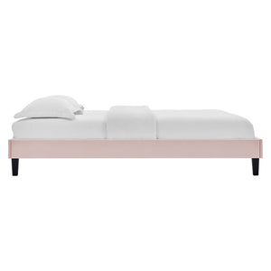 Modway Furniture Reign Performance Velvet Queen Platform Bed Frame - Modern Deco Glamour with Sturdy Support Pink MOD-6266-PNK
