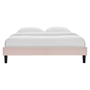 Modway Furniture Reign Performance Velvet Queen Platform Bed Frame - Modern Deco Glamour with Sturdy Support Pink MOD-6266-PNK