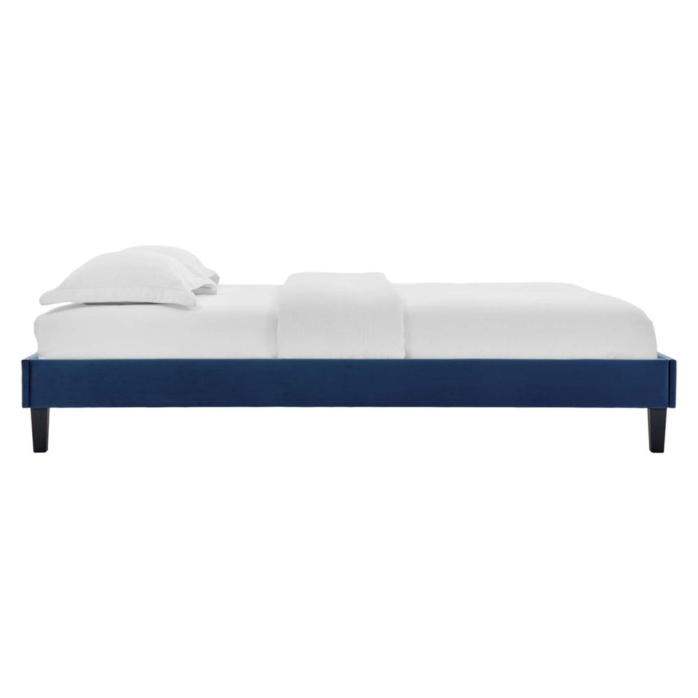 Modway Furniture Reign Performance Velvet King Platform Bed Frame - Elegant Modern Design with Sturdy Support System Navy MOD-6267-NAV