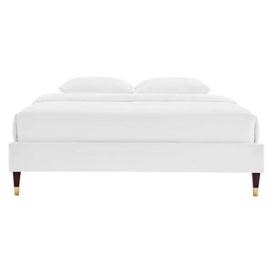 Modway Furniture Harlow Performance Velvet Full Platform Bed Frame - Luxurious Glam Deco Design, 800 lb Capacity & More MOD-6269-WHI