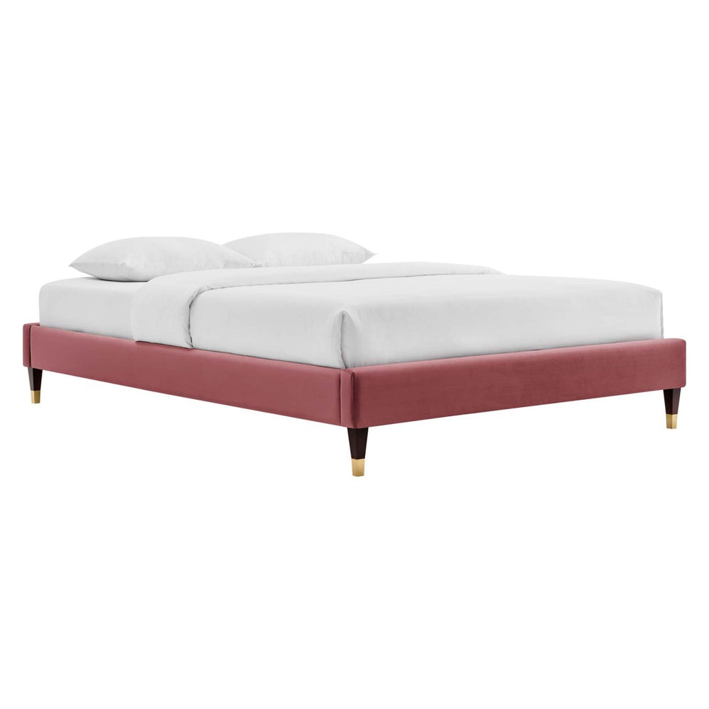 Modway Furniture Harlow Performance Velvet King Platform Bed Frame - Glamorous Design with Durable Support & Style Dusty Rose MOD-6271-DUS