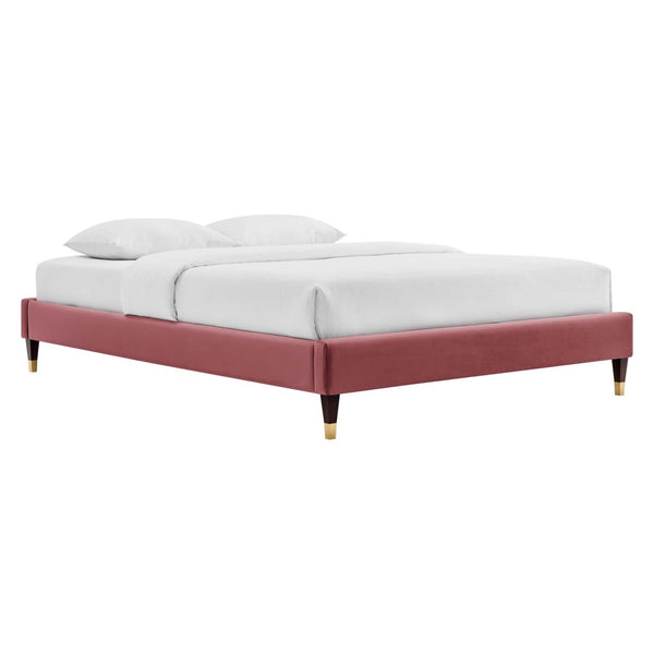 Modway Furniture Harlow Performance Velvet King Platform Bed Frame - Glamorous Design with Durable Support & Style Dusty Rose MOD-6271-DUS