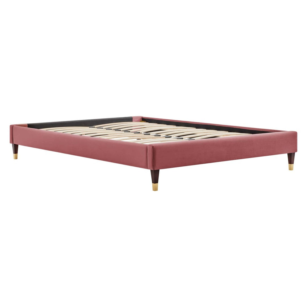 Modway Furniture Harlow Performance Velvet King Platform Bed Frame - Glamorous Design with Durable Support & Style Dusty Rose MOD-6271-DUS