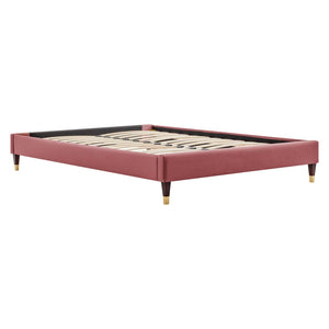 Modway Furniture Harlow Performance Velvet King Platform Bed Frame - Glamorous Design with Durable Support & Style Dusty Rose MOD-6271-DUS