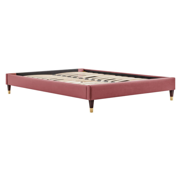 Modway Furniture Harlow Performance Velvet King Platform Bed Frame - Glamorous Design with Durable Support & Style Dusty Rose MOD-6271-DUS