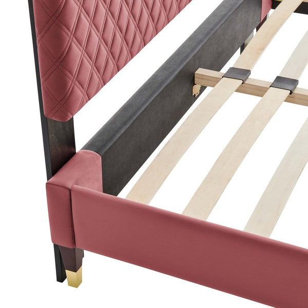 Modway Furniture Harlow Performance Velvet King Platform Bed Frame - Glamorous Design with Durable Support & Style Dusty Rose MOD-6271-DUS