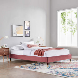 Modway Furniture Harlow Performance Velvet King Platform Bed Frame - Glamorous Design with Durable Support & Style Dusty Rose MOD-6271-DUS