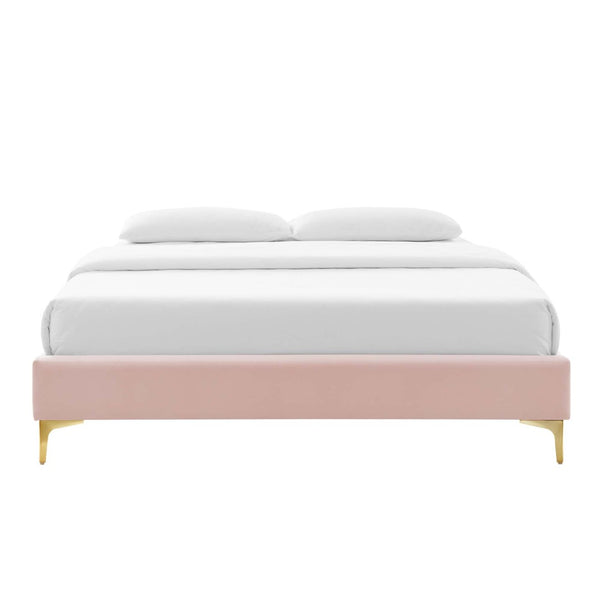 Modway Furniture Gwyneth Tufted Performance Velvet Queen Platform Bed by Modway - Glamorous Elegance for Your Bedroom Pink MOD-6751-PNK