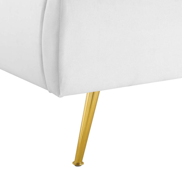 Modway Furniture Lana Performance Velvet Queen Wingback Bed - Glam, Stain-Resistant Upholstery & Gold Legs for Luxury White MOD-6282-WHI
