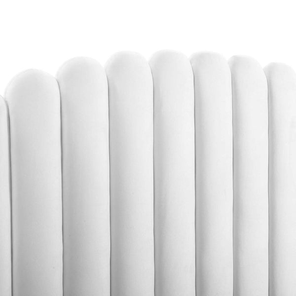 Modway Furniture Lana Performance Velvet Queen Wingback Bed - Glam, Stain-Resistant Upholstery & Gold Legs for Luxury White MOD-6282-WHI