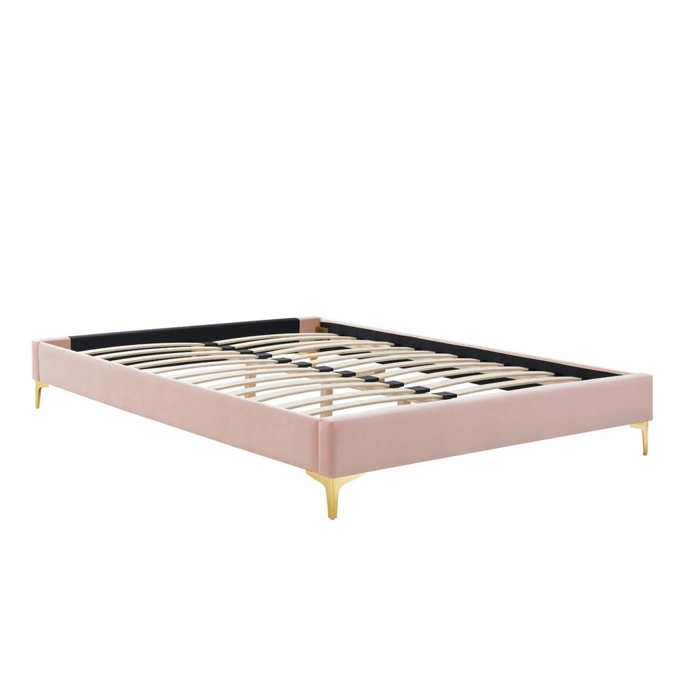 Modway Furniture Sutton Stain-Resistant Velvet Twin Bed Frame - Chic Design, Durable Support, No Box Spring Needed! MOD-6305-PNK