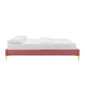 Modway Furniture Sutton Performance Velvet Full Bed Frame - Luxurious Upholstered Design with Sturdy Support System Dusty Rose MOD-6306-DUS