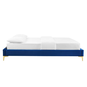 Modway Furniture Sutton Performance Velvet Full Bed Frame - Luxurious Upholstered Design with Sturdy Support System Navy MOD-6306-NAV