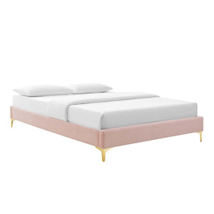 Modway Furniture Sutton Performance Velvet Full Bed Frame - Luxurious Upholstered Design with Sturdy Support System Pink MOD-6306-PNK