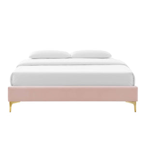 Modway Furniture Sutton Performance Velvet Full Bed Frame - Luxurious Upholstered Design with Sturdy Support System Pink MOD-6306-PNK