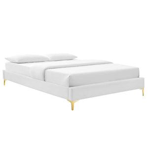 Modway Furniture Sutton Performance Velvet Full Bed Frame - Luxurious Upholstered Design with Sturdy Support System White MOD-6306-WHI