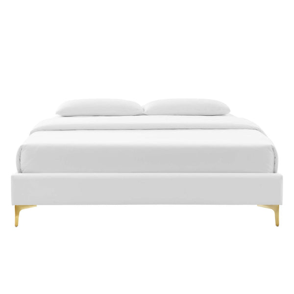 Modway Furniture Sutton Performance Velvet Full Bed Frame - Luxurious Upholstered Design with Sturdy Support System White MOD-6306-WHI