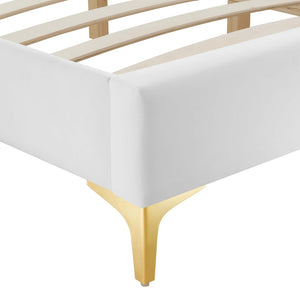 Modway Furniture Sutton Performance Velvet King Bed Frame - Elegant Stain-Resistant Upholstery for Modern Bedrooms White MOD-6307-WHI