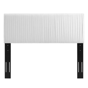 Modway Furniture Eloise Channel Tufted Velvet Headboard - Adjustable Full/Queen, Glam Deco Style, Luxurious Comfort MOD-6327-WHI