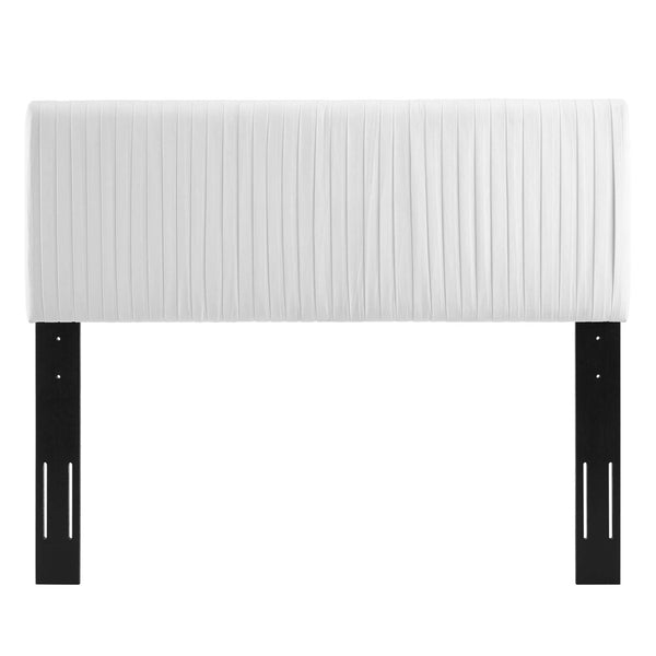 Modway Furniture Eloise Channel Tufted Velvet Headboard - Adjustable Full/Queen, Glam Deco Style, Luxurious Comfort MOD-6327-WHI