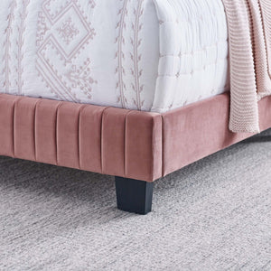 Modway Furniture Celine Channel Tufted Performance Velvet Queen Bed – Modern Glamour and Comfort for Your Bedroom Dusty Rose MOD-6330-DUS
