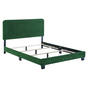 Modway Furniture Celine Channel Tufted Performance Velvet Queen Bed – Modern Glamour and Comfort for Your Bedroom Emerald MOD-6330-EME