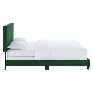Modway Furniture Celine Channel Tufted Performance Velvet Queen Bed – Modern Glamour and Comfort for Your Bedroom Emerald MOD-6330-EME